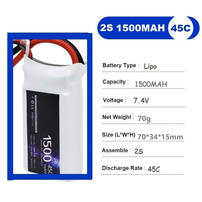 7.4V 2S 1500mAh 45C Lithium Po - Robot Bluetooth Car 评论和价格